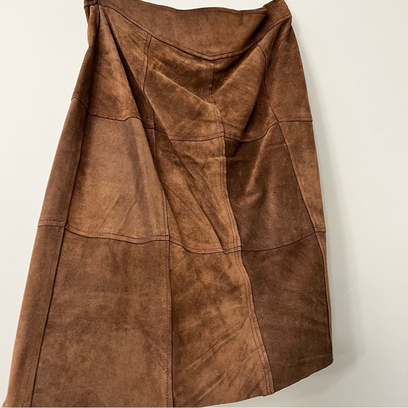 Vintage Gap Suede Leather Knee Length a-line Pencil Skirt Brown sz4, 14.5” waist - Picture 6 of 12